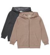 Minymo Cardigan m. Huva - 2-pack - Fossil