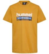 Hummel T-shirt - hmlTukas - Golden Spice m. Tryck