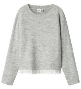 Name It Tröja - Stickad - NkfTalace - Light Grey Melange m. Bror