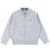 GANT Cardigan - Shield Cotton Zip - Stickad - Light Grey Melange