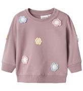 Name It Sweatshirt - NbfTella - Elderberry m. Blommor