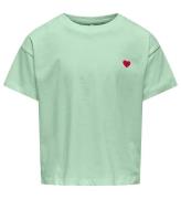 Kids Only T-shirt - Noos - KogMaiken - Birds Ã?gg Green m. HjÃ¤rta