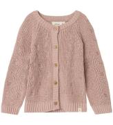 Lil' Atelier Cardigan - Stickad - NmfEmlen - Shadow Grå m. Blomm