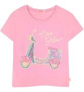 Billieblush T-shirt - Rosa m. Scooter/Paljetter