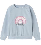 Name It Sweatshirt - NmfVenus - DÃ¤mpad Blue/Love m. Tryck