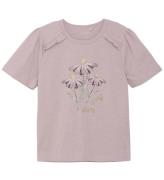 Minymo T-shirt - Borrade Lilac m. Blommor