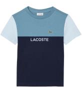 Lacoste T-shirt - Kalksten/Rill-MarinblÃ¥/Blue m. Logo