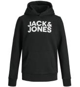 Jack & Jones Hoodie - Noos - JjeCorp - Black/Jr/Large Tryck