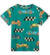 SmÃ¥folk T-shirt - Teal m. Racingbilar