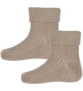 Minymo Strumpor - 2-pack - Rib - Light Taupe