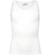 Rosemunde Topp - Rib - Balta - Nytt White m. Spetsar