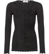 Rosemunde Cardigan - Rib - Vit - Svart m. Spetsar