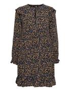 Printed Drapey Dress With Shoulder Ruffles Patterned Scotch & Soda