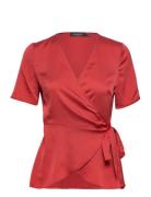 Slkarven Wrap Blouse Ss Red Soaked In Luxury