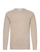 Slhnewcoban Lambs Wool Crew Neck W Noos Beige Selected Homme