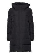 Quilted Coat With Rib Knit Details Black Esprit Casual