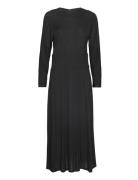 Flora Long Sleeved Viscose Jersey Dress Black Marville Road