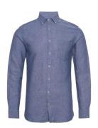 Cotton/Linen Shirt L/S Blue Lindbergh