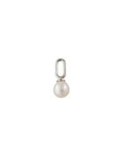 Pearl Drop Charm 5Mm Silver White Design Letters