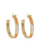 Striped Candy Earrings Ø35Mm Gold Design Letters