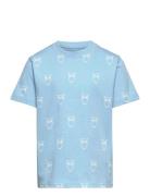 Owl Aop T-Shirt - Gots/Vegan Blue Knowledge Cotton Apparel