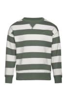 Striped Cotton-Blend Sweatshirt Green Mango