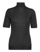 Roll Neck T-Shirt With Glitter Effect Black Esprit Collection