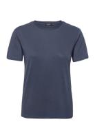 Slcolumbine Crew-Neck T-Shirt Ss Navy Soaked In Luxury
