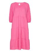 Kajo Crinkled Midi Dress Pink Hálo