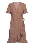Onlolivia S/S Wrap Dress Wvn Noos Brown ONLY