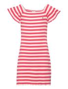 Off Shoulder Stripe Dress S/S Pink Tommy Hilfiger