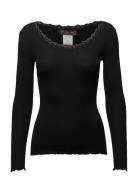 Rwbabette Ls U-Neck Lace T-Shirt Black Rosemunde