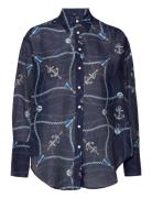 D2. Rel Sailing Print Cot Silk Navy GANT