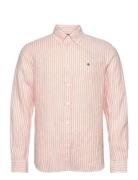 Douglas Linen Stripe Bd Shirt Orange Morris