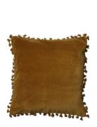 Cushion Cover Velvet Cotton W Fringe Brown C'est Bon