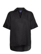 Rel Pop Over Linen Ss Shirt Black GANT