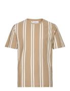 Striped Piqué Tee S/S Beige Lindbergh