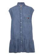 Tjw Ss Badge Chambray Dress Blue Tommy Jeans