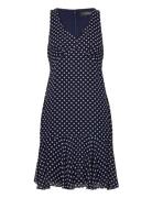 Polka-Dot Chiffon Sleeveless Dress Blue Lauren Ralph Lauren