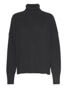 Chunky Roll Neck Sweater Black Davida Cashmere