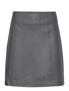 Slfnew Ibi Mw Leather Skirt B Noos Grey Selected Femme