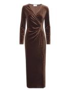 Slftara Ls Velvet Ankle Dress Brown Selected Femme