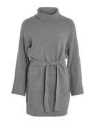 Virolfie L/S Tie Belt Knit Dress - Noos Grey Vila