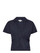 Solid Poplin Twist Top Ss Navy Tommy Hilfiger