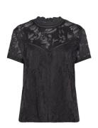 Vistasia Lace S/S Top - Black Vila