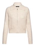 Knitted Jacket With Zip Cream Mango