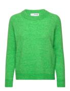 Slflulu Ls Knit O-Neck Noos Green Selected Femme