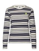 Moa Stripe Long Sleeve Navy Double A By Wood Wood