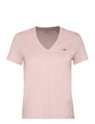 Reg Shield Ss V-Neck T-Shirt Pink GANT