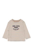 Striped Long Sleeves T-Shirt Beige Mango